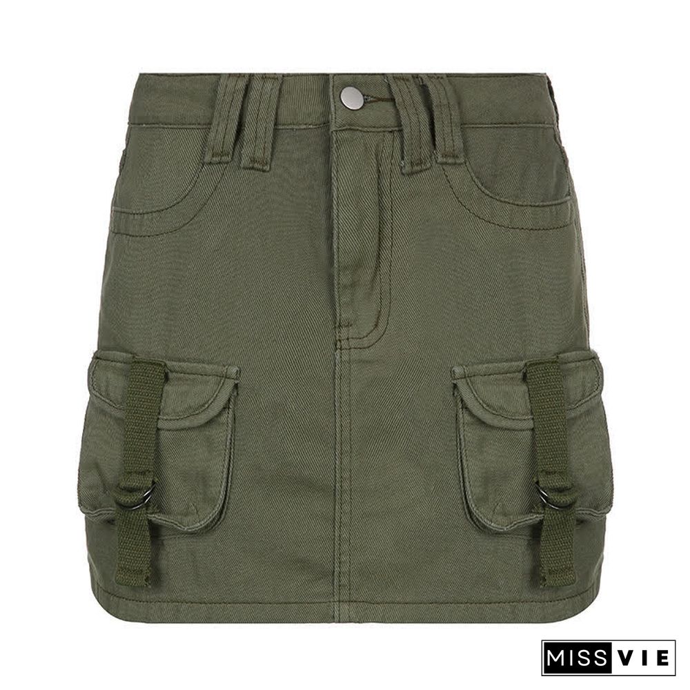 Multi Pocket Cargo A-line Skirt