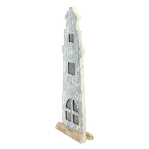 Northlight 19 Distressed Finished White And Blue Nautical Lighthouse Tabletop Decoration