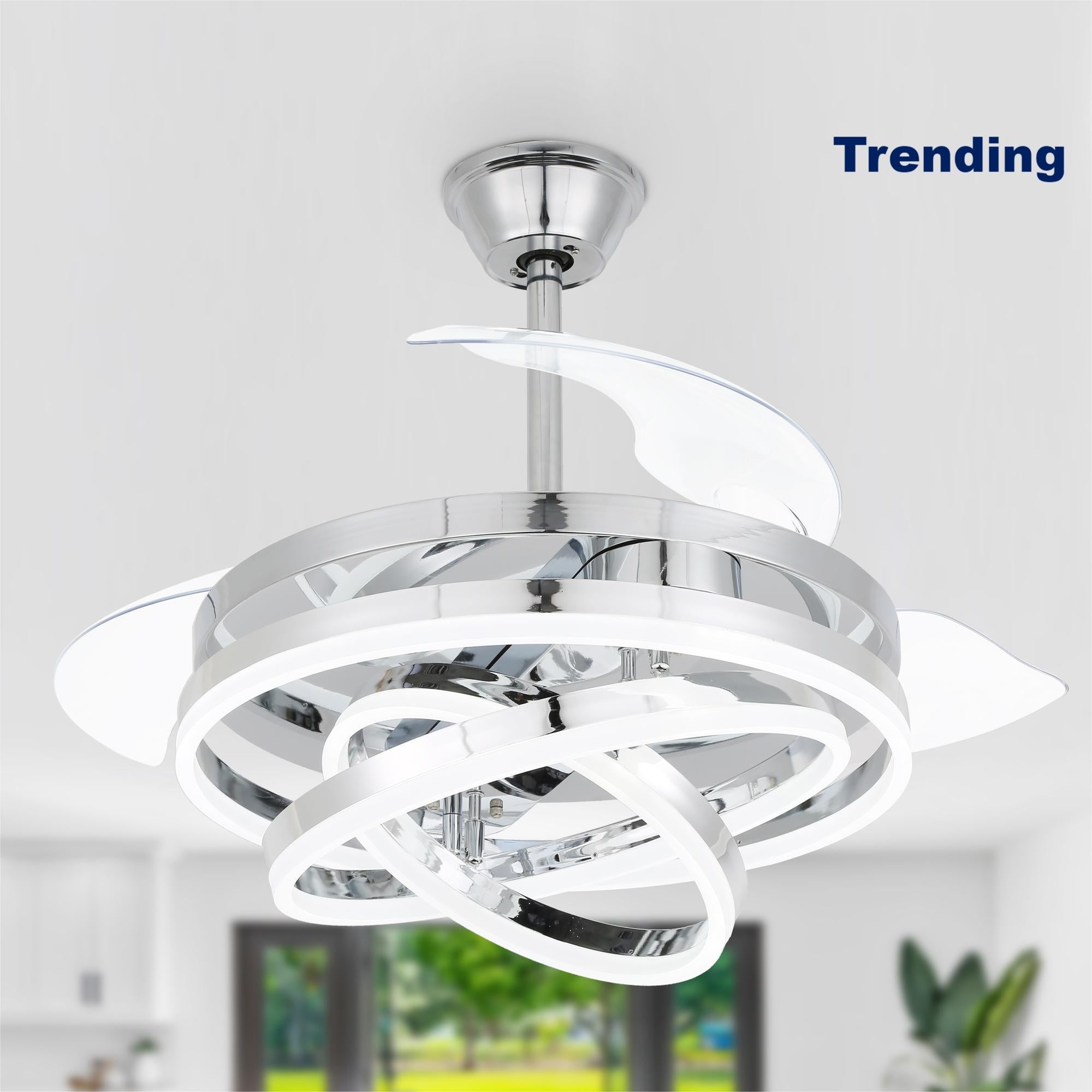 Oaks Aura 42in. LED DIY Shape Retractable Modern Ceiling Fan With Lights， 6-Speed Latest DC Motor Remote Control Ceiling Fan Shopping - The Best Deals on Ceiling Fans | 40086411