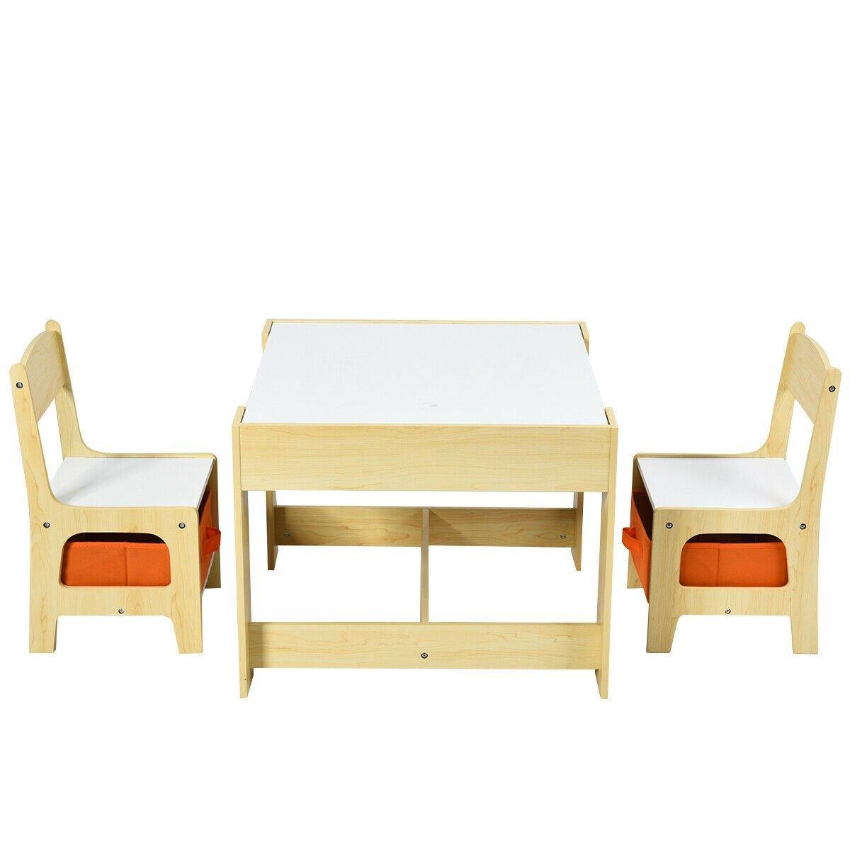 3 in 1 Kids Wood Table & 2 Chair Set | Children Activity Table Desk Sets