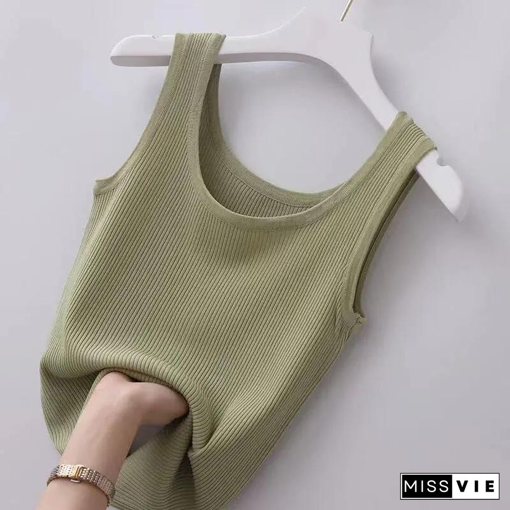 Elastic Tank Top Women Sleeveless Base Shirt Running Vest Workout Womens Self Cultivation Outer Wear Thin Crop Women Camisole