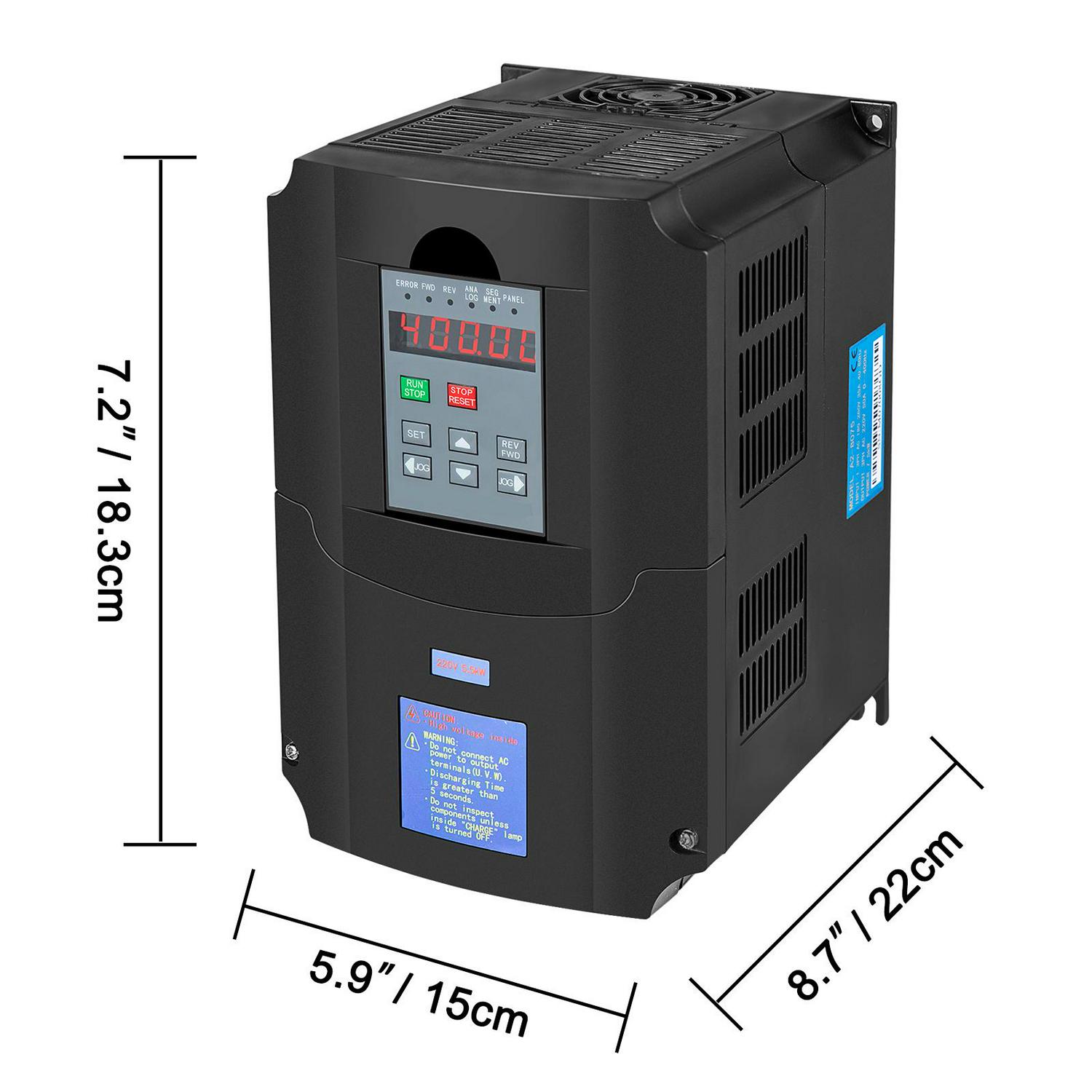 VEVOR Control CNC VFD 220V 5.5 KW 7HP Variable Frequency Drive 36A CNC Motor Drive Controller Inverter Converter 400 Hz 1 or 3 Phase Input 3 Phase Output for Spindle Motor Speed Control