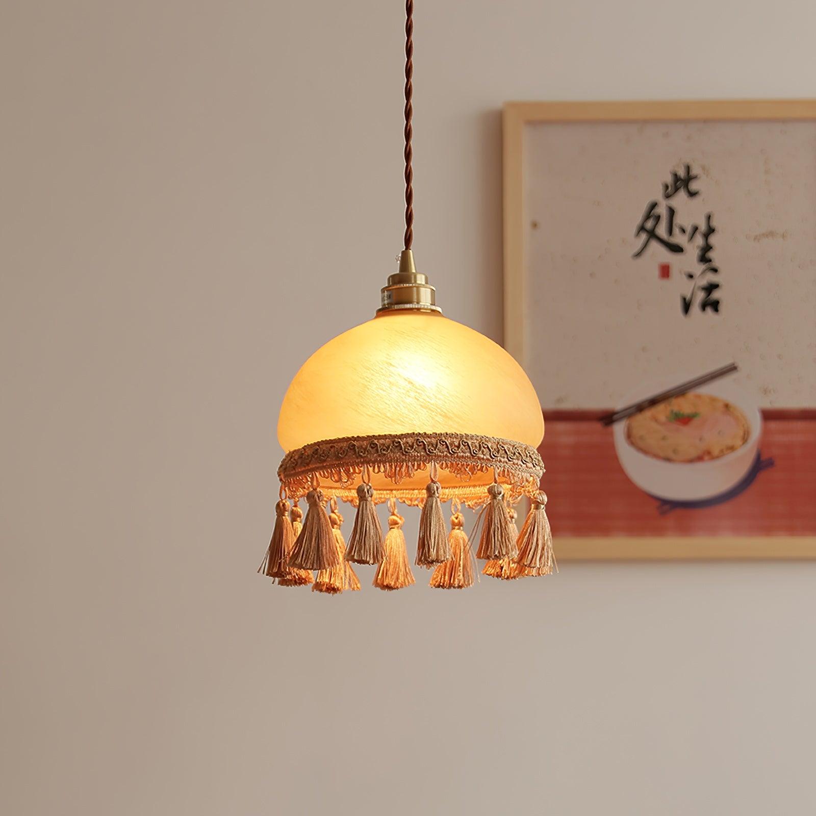 French Tassels Brass Pendant Light