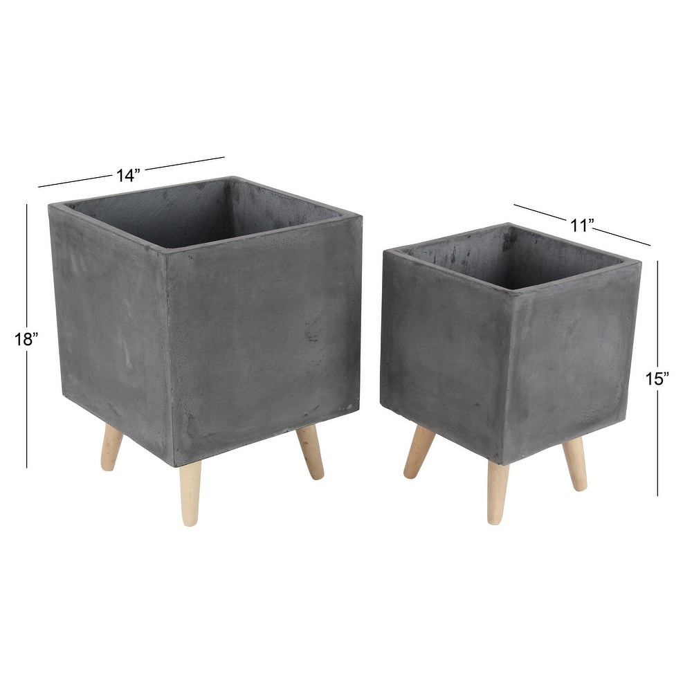 White Light Grey or Grey Fiber Clay Boho Modern Planter Pot (Set of 2)   S/2 15\