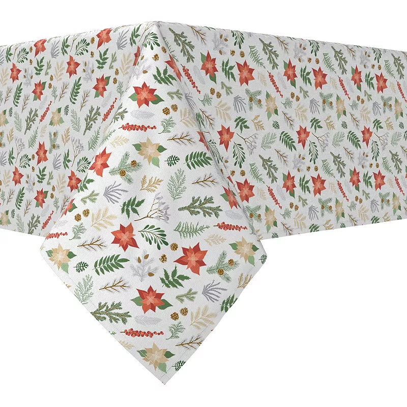 Rectangular Tablecloth， 100% Cotton， 60x104， Christmas Plants and Flowers