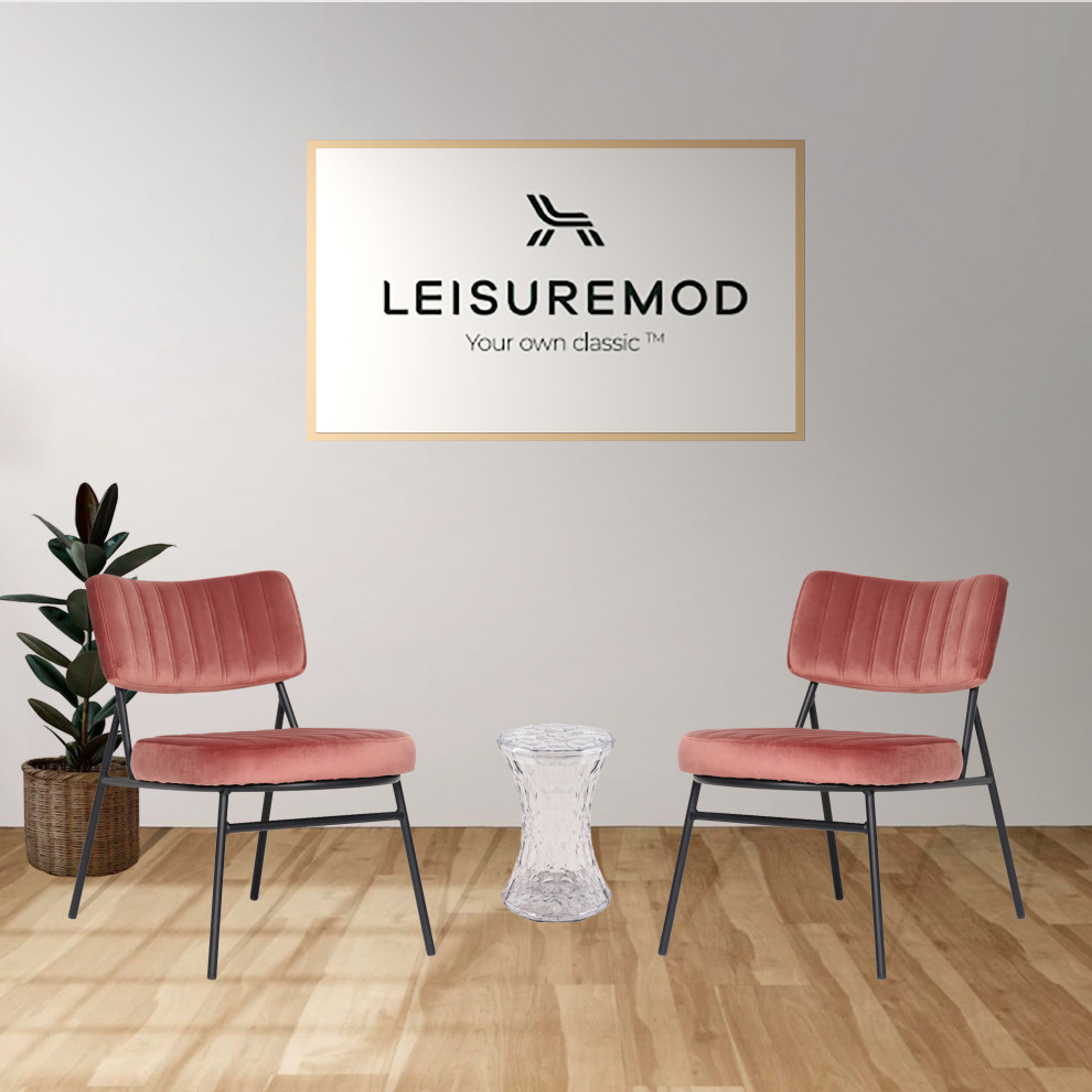 Marilane Velvet Accent Chair  Metal Frame   Midcentury   Armchairs And Accent Chairs   by LeisureMod  Houzz