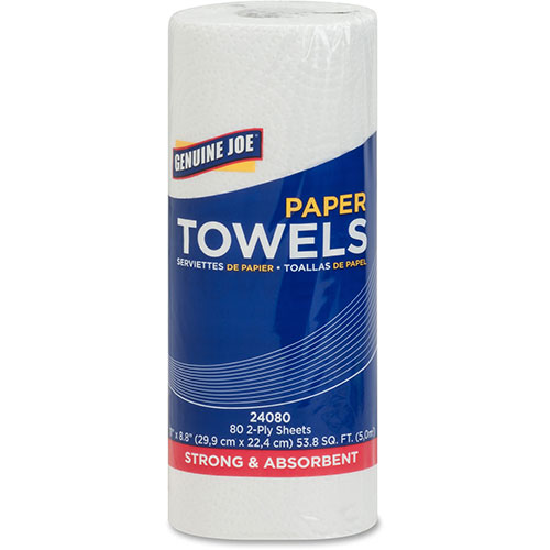 Genuine Joe 24080 White 2 Ply Household Roll Paper Towels | 11