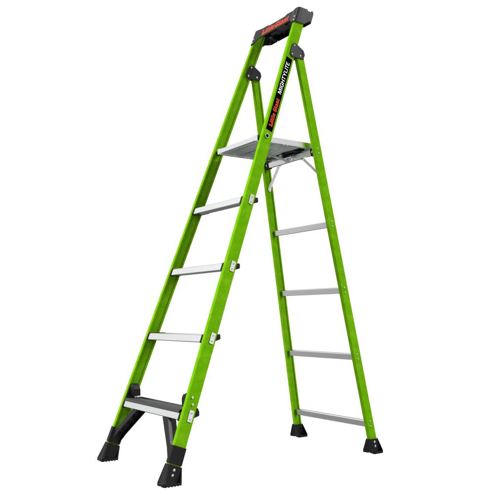 Mighty Lite, 7' Model - ANSI Type IAA - 375 lb Rated, Fiberglass Stepladder with Ground Cue