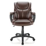 Mayhart Vinyl Mid-Back Chair， Brown/Black， BIFMA Certified