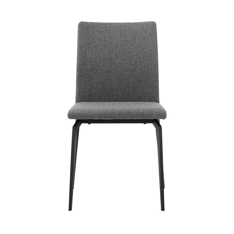 Sleek Fabric Dining Chair with Diamond Stitching， Set of 2， Gray