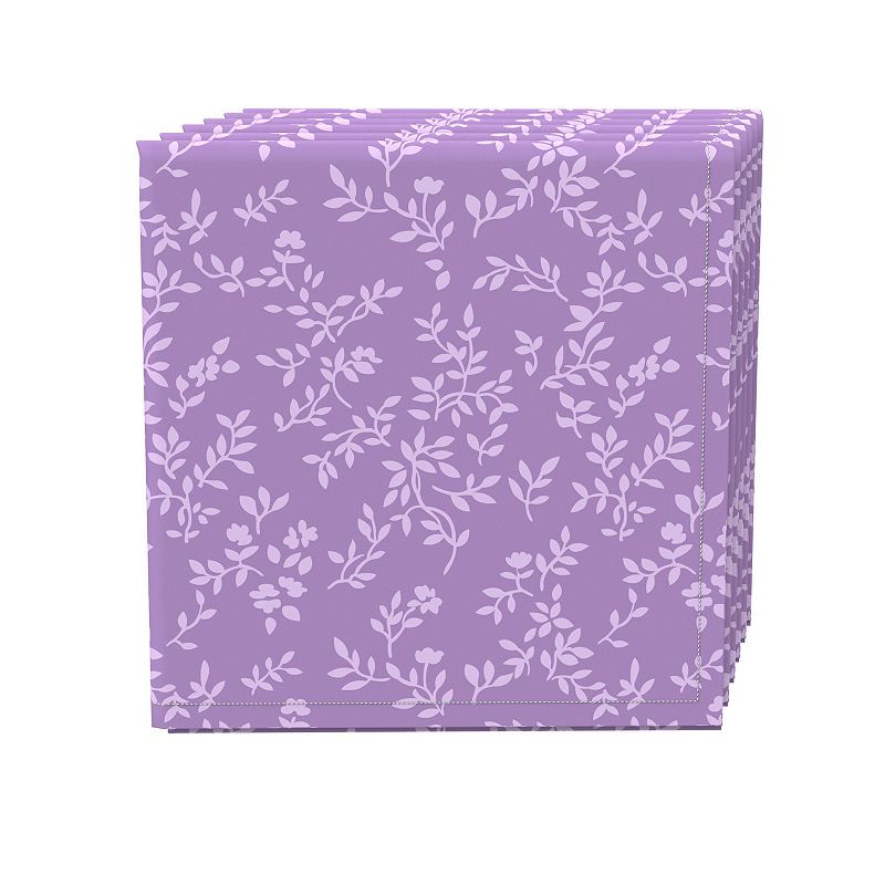 Napkin Set， 100% Polyester， Set of 4， 18x18， Purple Vines