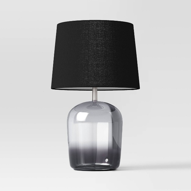 Smoked Glass Table Lamp Black includes Led Light Bulb