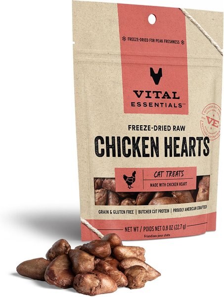 Vital Essentials Chicken Hearts Freeze-Dried Cat Treats