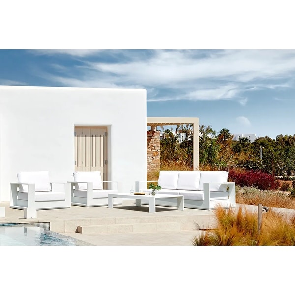 Faena White 4Piece Aluminum Outdoor Conversation Seating Set