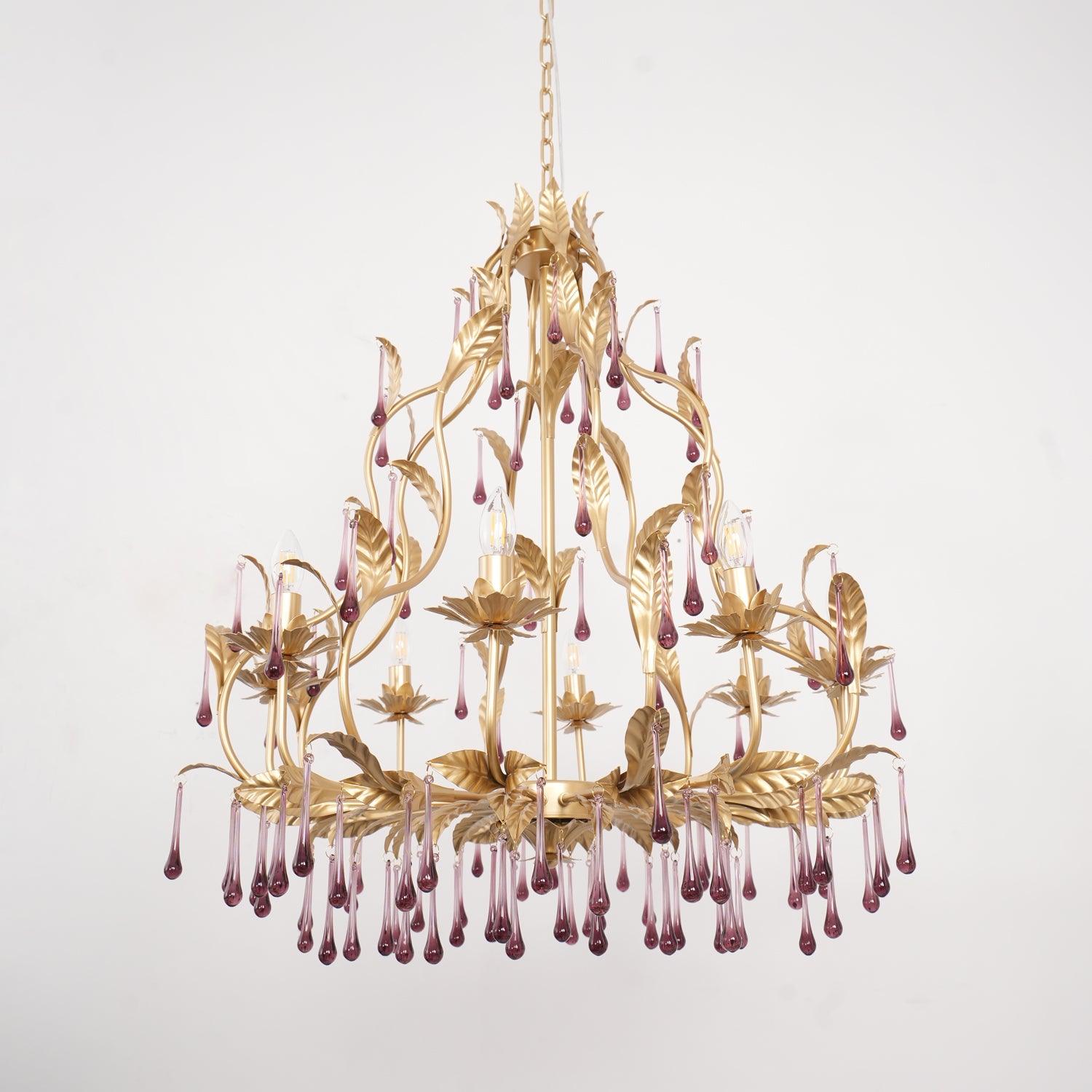 Amethyst Drops Glass Chandelier