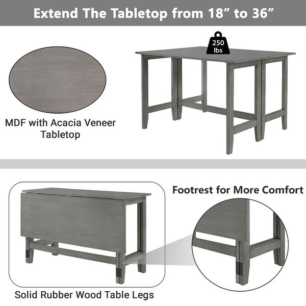 Wood Extendable Dining Table with Drop Leaf for Small Places