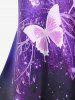 Butterfly Galaxy Print T-shirt and High Waist Butterfly Print Leggings Plus Size Matching Set