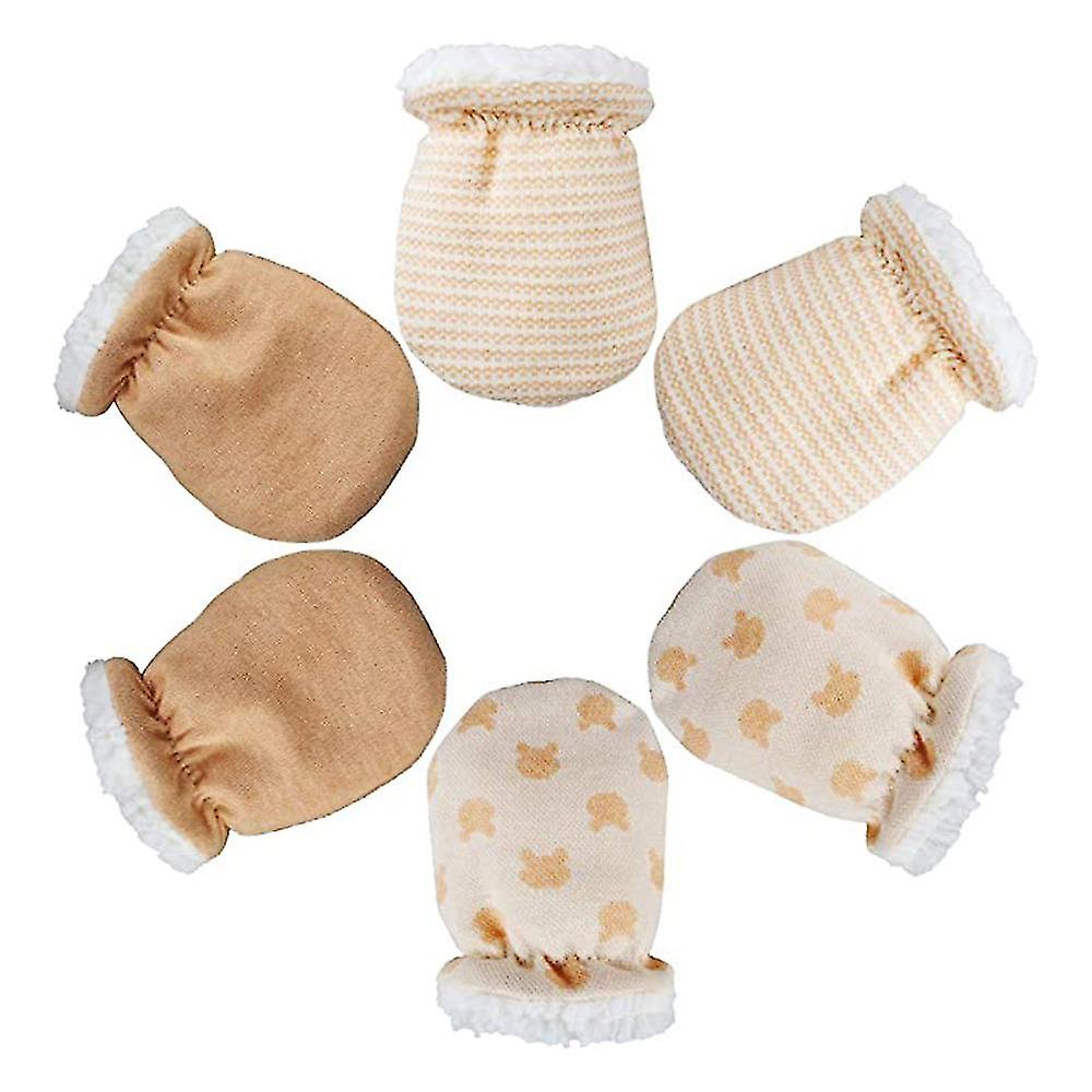 3 Pairs Baby Mittens Gloves Warm Baby Hands Scratching Gloves Scratching Mittens Unisex Baby Gloves Cotton Mittens For Newborns