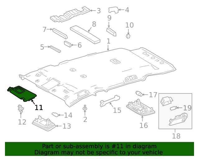 Genuine OE Toyota Sun-Visor - 74320-0R070-B0