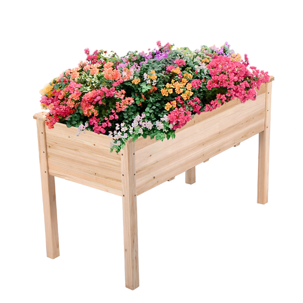 Topeakmart Fir Wood Garden Bed Rectangle Raised Planters Box for Vegetables/Fruits, Wood