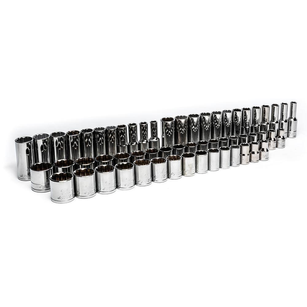 Husky 14 in. 38 in. and 12 in. Drive Socket Set (200-Piece) H200MSS