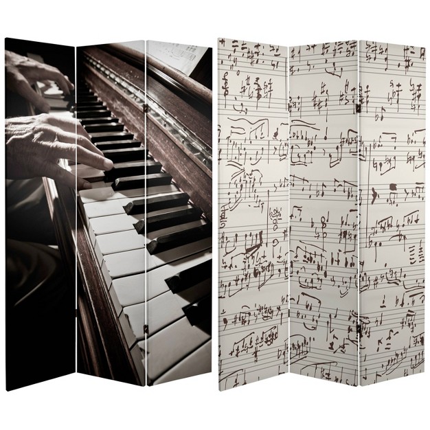 Double Sided Music Canvas Room Divider Gray Oriental Furniture