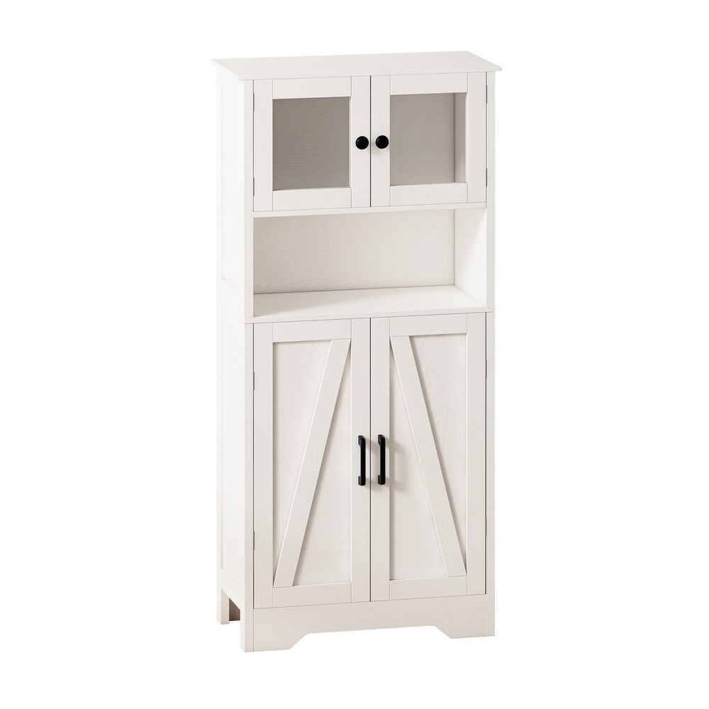 Particleboard Four Door Storage Cabinet with LED Light