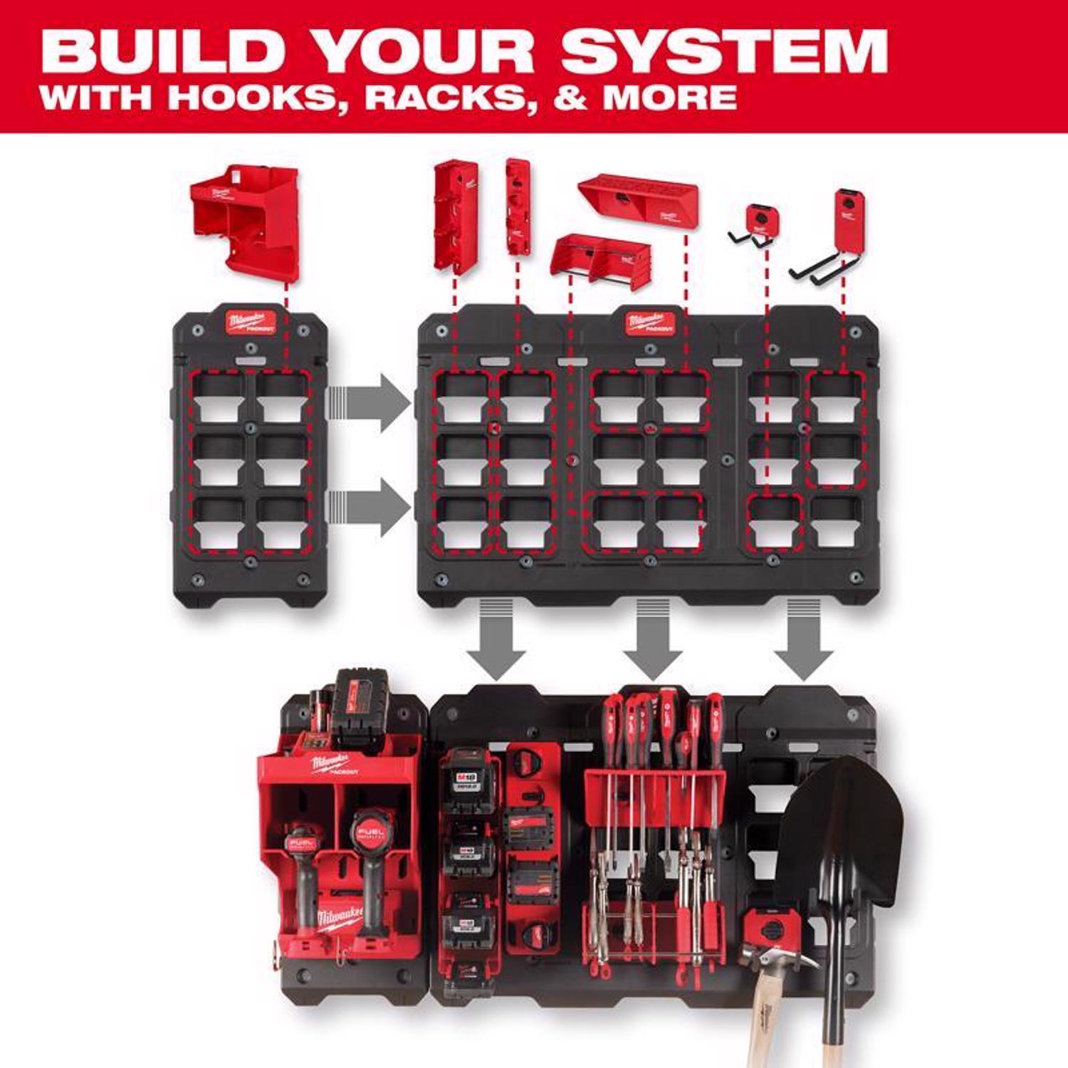 Milwaukee Packout Shop Storage 10.25 in. W X 20 in. H Garage Organizer Compact Wall Mounted Plate