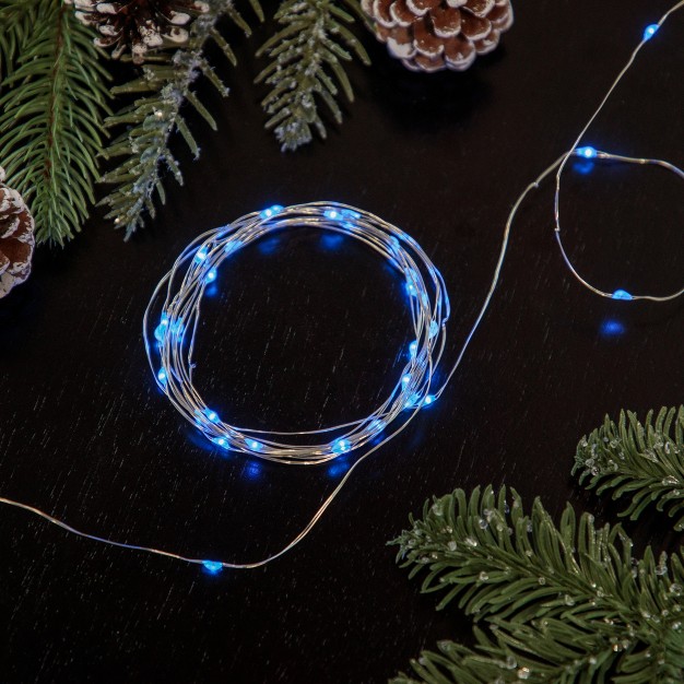 Northlight 50 count Blue Led Micro Fairy Christmas Lights 16ft Copper Wire