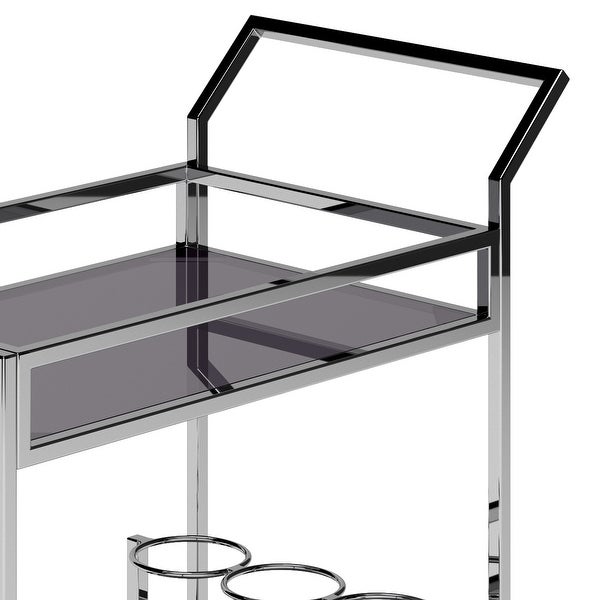 WYNDENHALL Snell 29 inch Modern Bar Cart in Chrome - 14