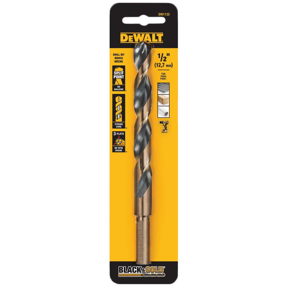 DW 12 in. Black and Gold Split Point Twist Drill Bit DW1132  G