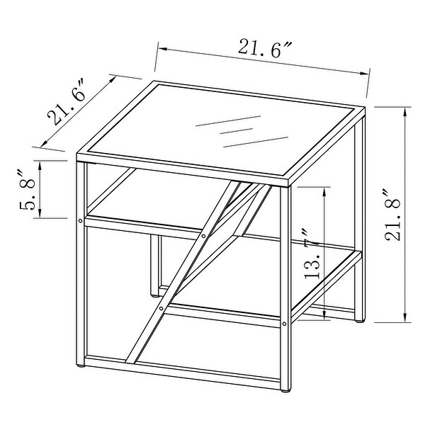 Golden Side Table with Storage Shelf