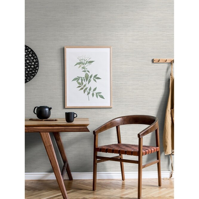 Grey Crossweave Peel   Stick String Wallpaper   216in x 20.5in x 0.025in