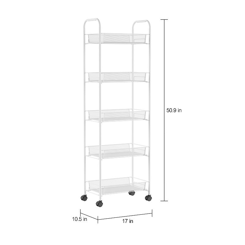 Hastings Home 5-Tiered Narrow Rolling Storage Shelves