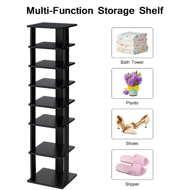 Costway Wooden Shoes Storage Stand 7 Tiers Shoe Rack Organizer Multi shoe Rack Shoebox Black