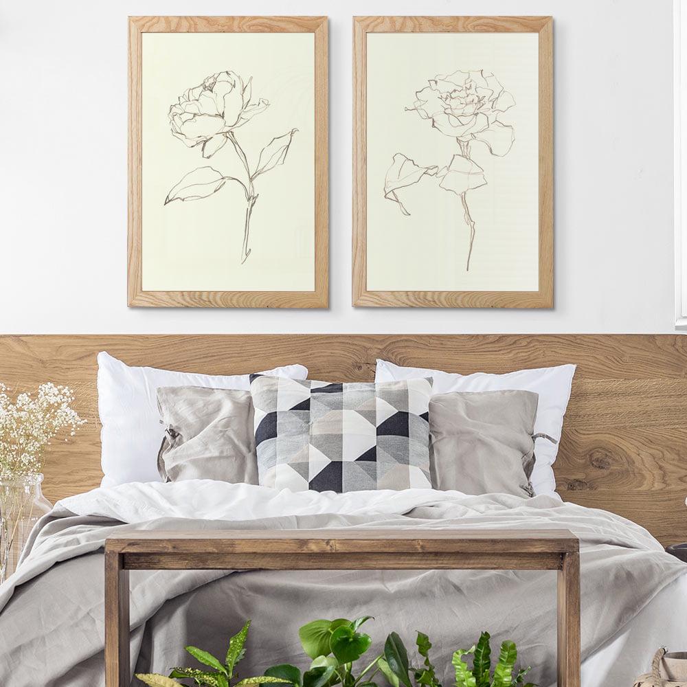 My Texas House  Floral Contour Study Framed Wall Art Print Set  16and#215;24