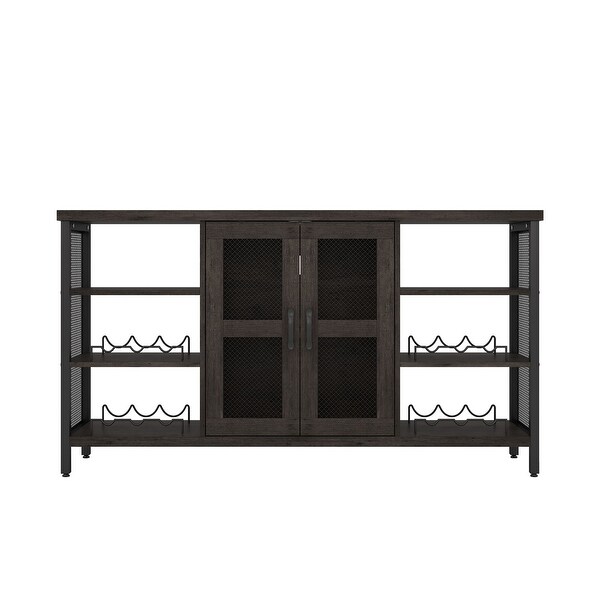 Wine Bar Cabinet with Storage for Liquor and Glasses