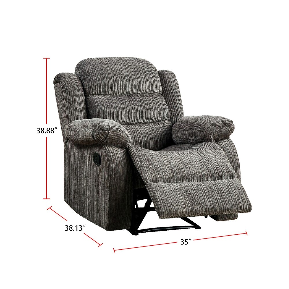 Chenille Upholstered Reclining Sofa Set in Gray