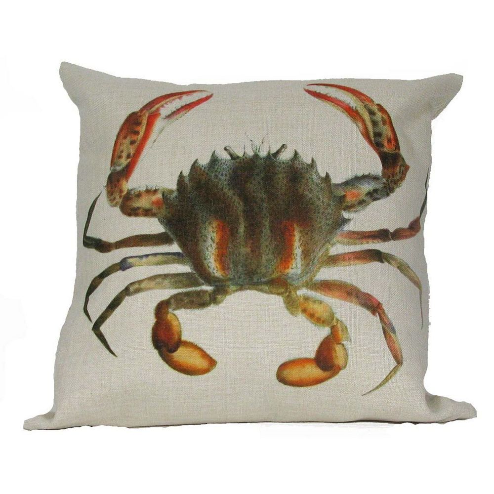 18 Beige and Gray Antique Sea Inspired Crab Throw Pillow