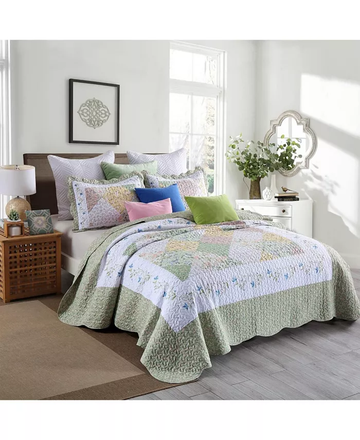 MarCielo 3 Piece Printed Quilt Set Bedspread Set B029 - King