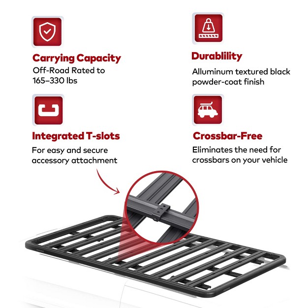 Yakima 60 By 54 Inch Aluminum Roof Mount Locknload 3 Bar System Heavy Duty Roof Rack Platform With 165 Pound Load Capacity Black