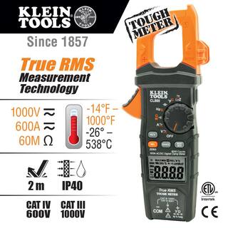 Klein Tools 600 Amp ACDC True RMS Auto-Ranging Digital Clamp Meter with Rare Earth Magnetic Hanger M2O41041KIT