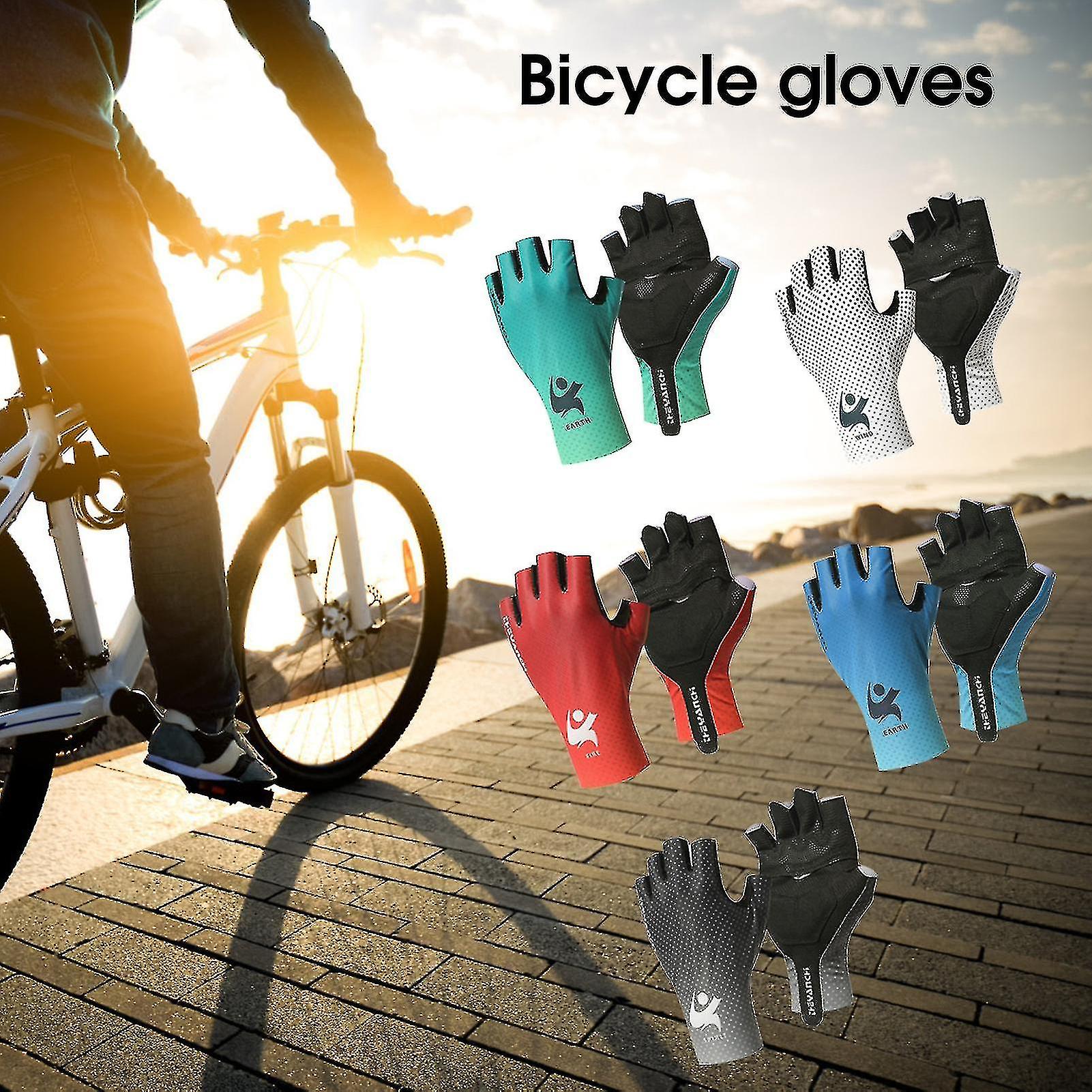 1 Pair Anti-slip Letter Print Suncreen Cycling Gloves Unisex Cycling Half-finger Gloves For Summer