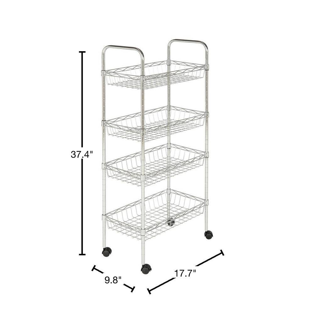 SAFAVIEH Chrome 4-Tier Carbon Steel Wire Shelving Unit (18 in. W x 37 in. H x 10 in. D) HAC1012A