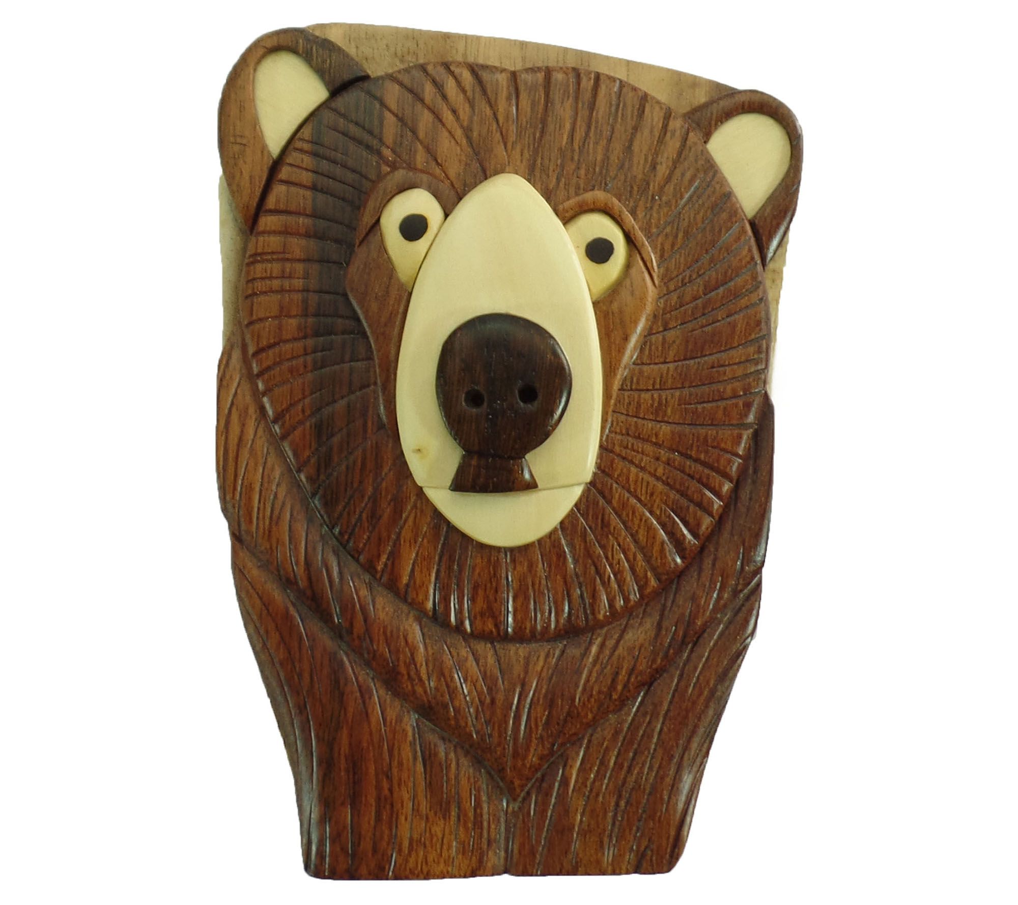 Carver Dan's Bear Head Puzzle Box with Magnet Closures