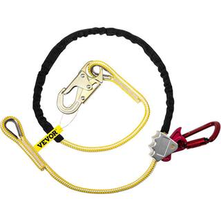 VEVOR Positioning Lanyard 12 in. x 8 ft. Adjustable Work Position Rope with Rope Grab Snap Hook D-Ring for Fall Protection YCYCKDJGS12X8O7ECV0