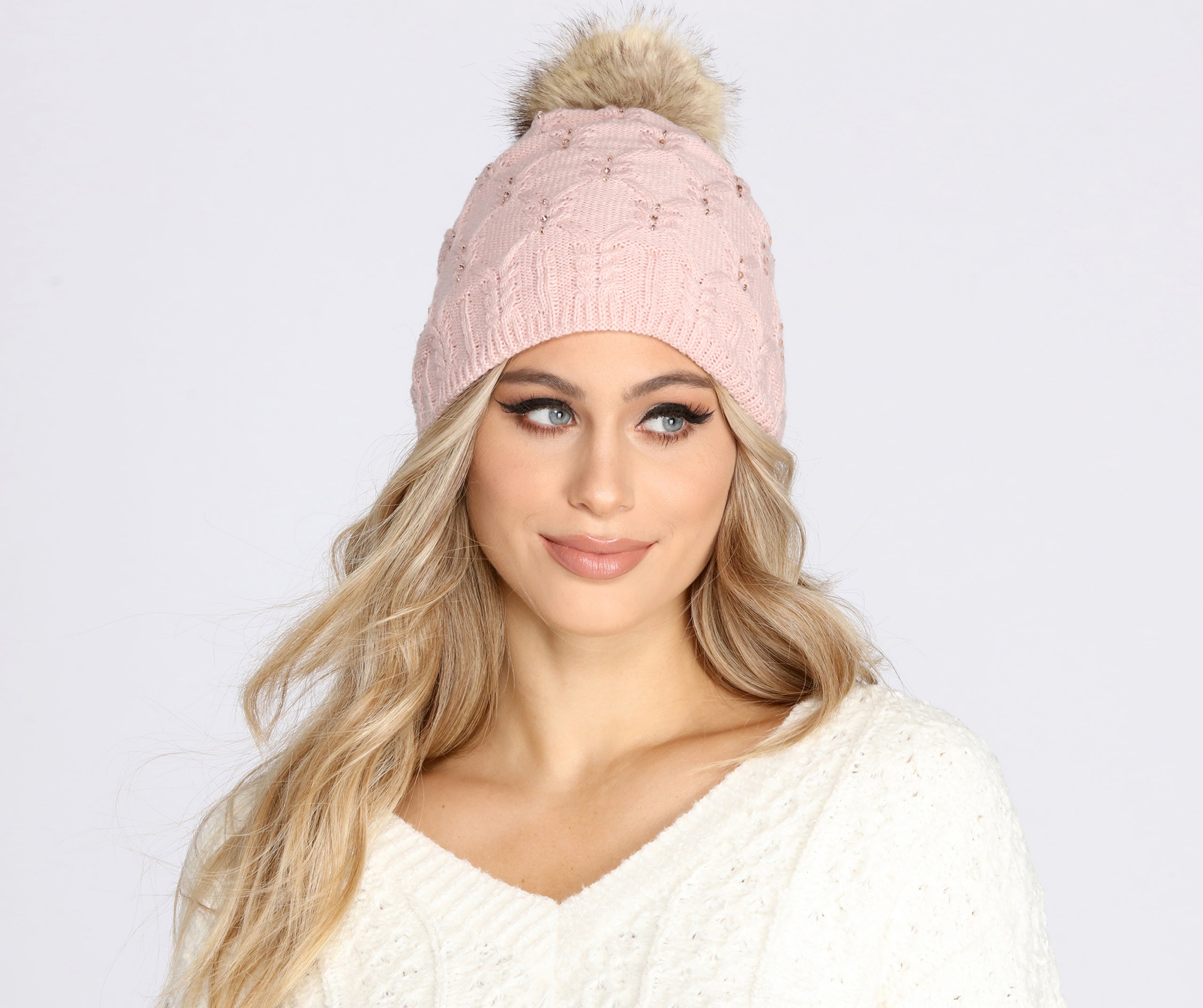 Drops Of Jewelz Knit Pom Beanie