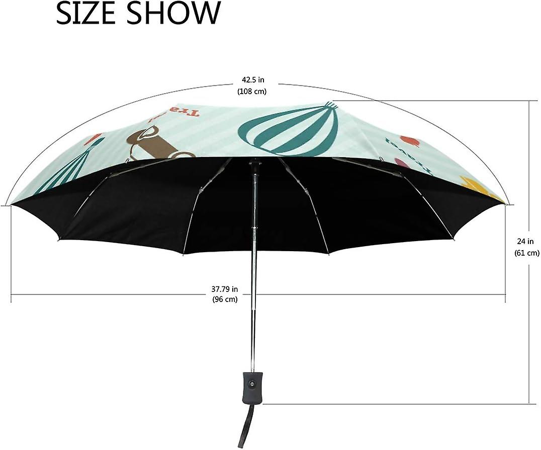 Travel Umbrella Automatic Windproof Foldable Umbrella Transport Travel Pattern