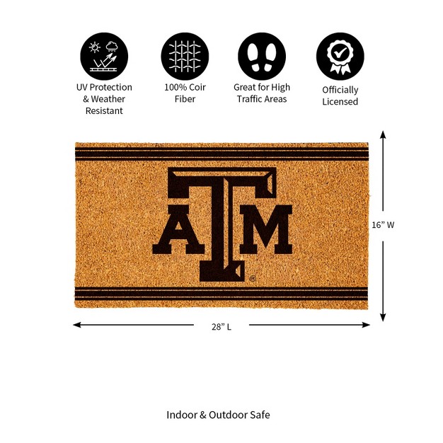 Evergreen Texas A amp m Logo Turf Mat Brown 28 X 16 Inches Indoor Outdoor Doormat