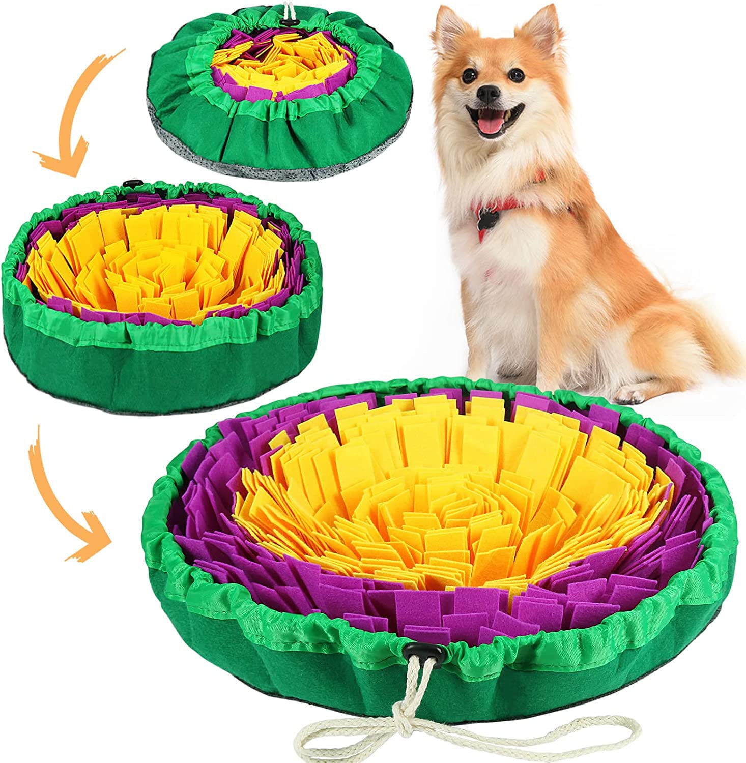 Adjustable Snuffle Mat for Dogs， Washable Dog Feeding Mat， Foldable Pet Foraging Mat for Smell Training and Slow Eating， Stress Relief Interactive Dog Mat for Feeding， Best Dog Snuffle Mat